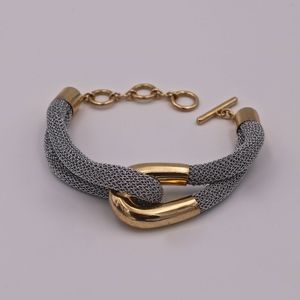 A&M Silver Mesh Bracelet w/ Gold Polished Loop
